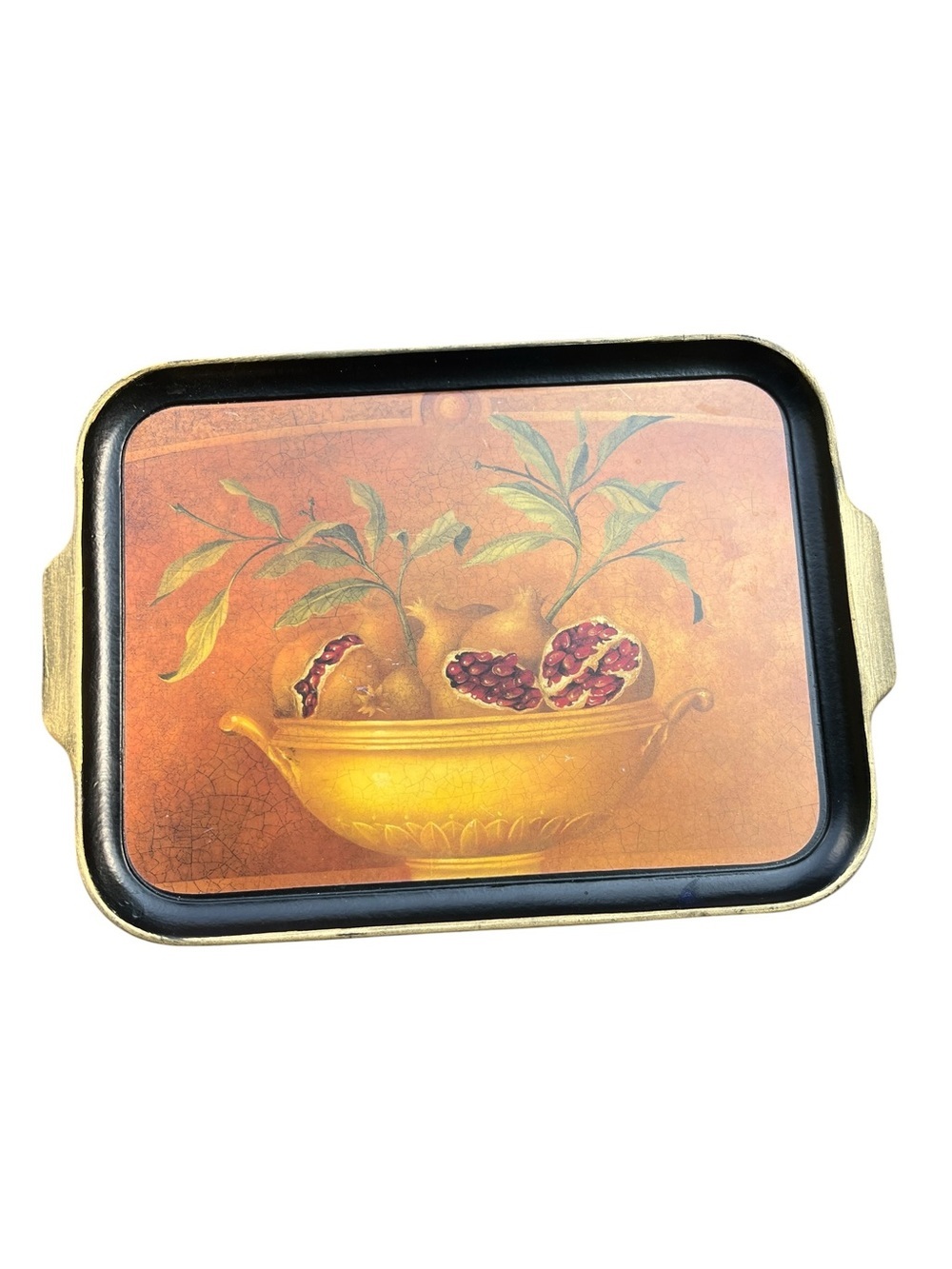 Italian Gold Pomegranate Fruit Still Life Tray - ITALY